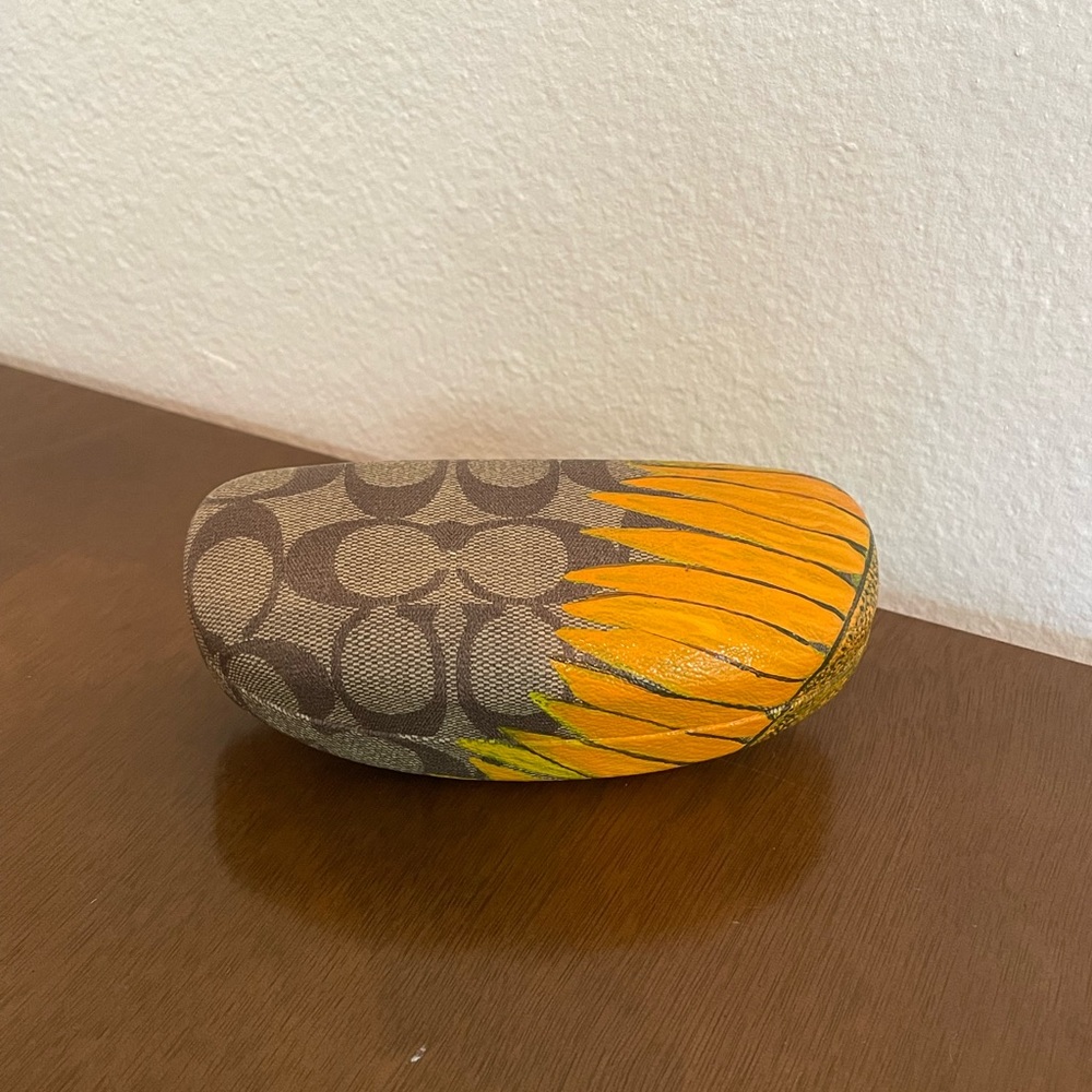 Coach Glasses Case with Hand Painted Sunflower - Picture 2 of 4